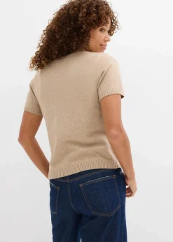 bonprix Nachhaltigere Materialien|Pullover & Strickjacken|Pullover, Kurzarm beige meliert