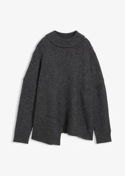 Pullover mit asymmetrischem Saumverlauf und Wollanteil|bonprix Outlet
