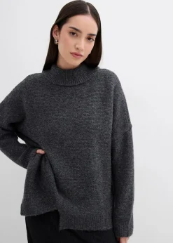 Pullover mit asymmetrischem Saumverlauf und Wollanteil|bonprix Outlet