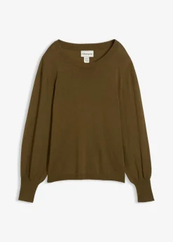 bonprix Strickmode|Pullover & Strickjacken|Pullover mit Ballon-Ärmel erdoliv
