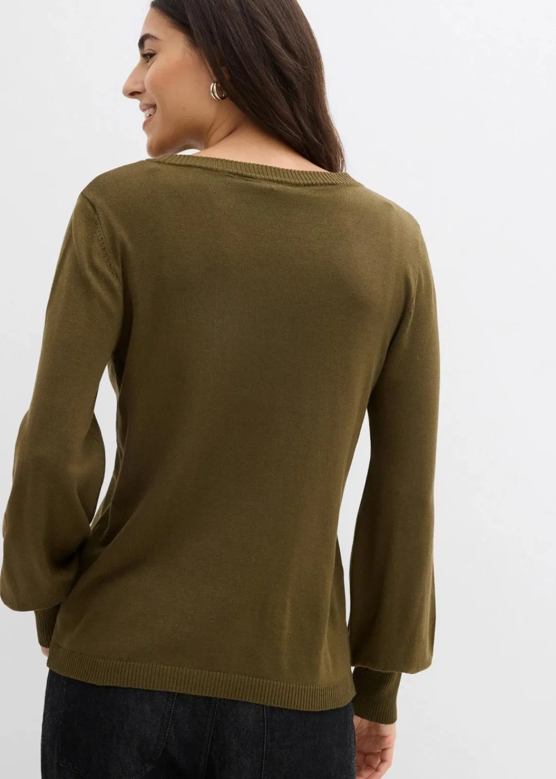 bonprix Strickmode|Pullover & Strickjacken|Pullover mit Ballon-Ärmel erdoliv
