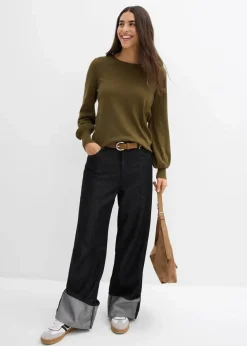 bonprix Strickmode|Pullover & Strickjacken|Pullover mit Ballon-Ärmel erdoliv