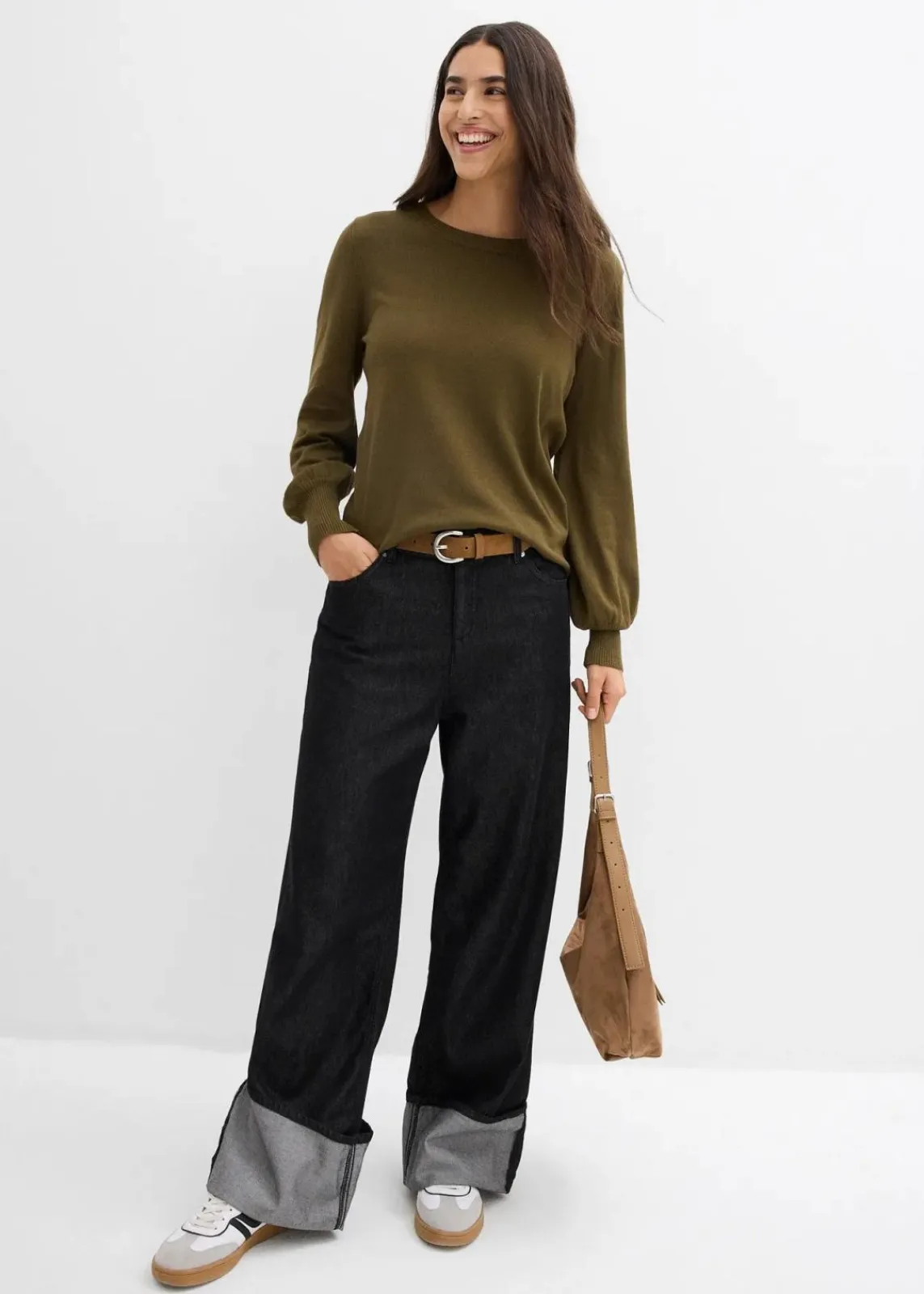 bonprix Strickmode|Pullover & Strickjacken|Pullover mit Ballon-Ärmel erdoliv