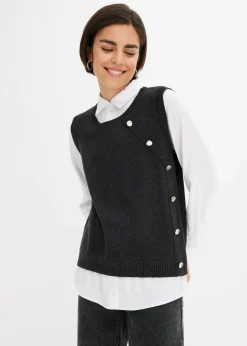 Pullover mit Blusen-Einsatz|bonprix Outlet