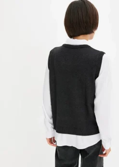 Pullover mit Blusen-Einsatz|bonprix Outlet