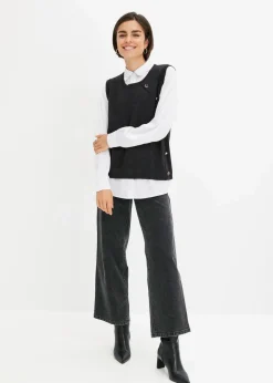 Pullover mit Blusen-Einsatz|bonprix Outlet