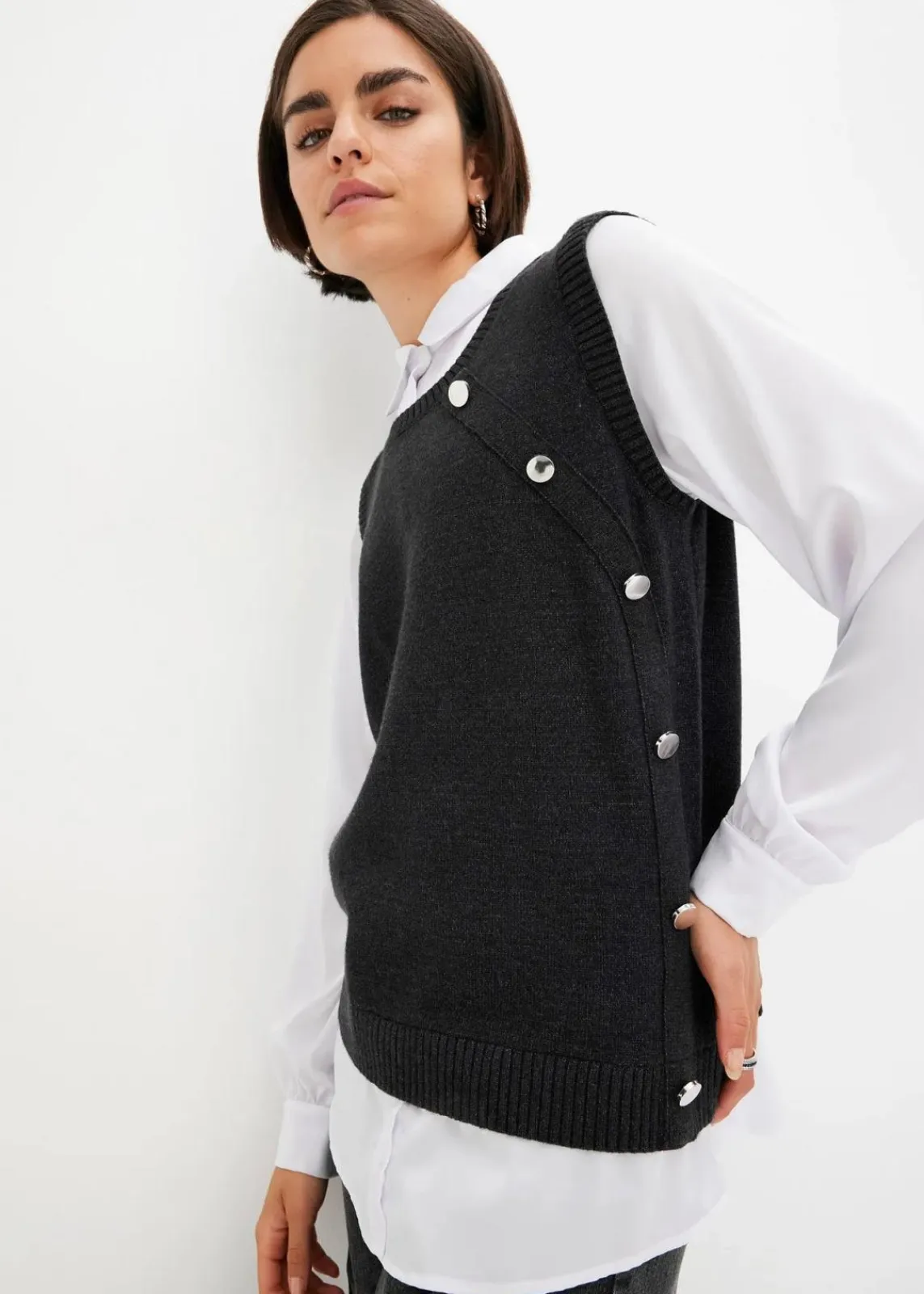 Pullover mit Blusen-Einsatz|bonprix Outlet