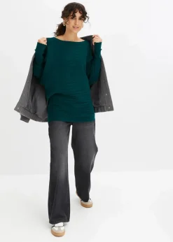 bonprix Bekleidung·Umstandsmode|Bekleidung·Jeans|Pullover mit Fledermausärmeln waldgrün