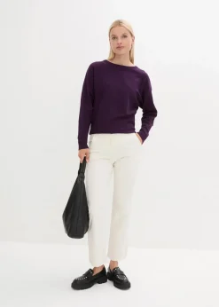 bonprix Bekleidung·Jeans|Pullover & Strickjacken|Pullover mit Fledermausärmeln dunkellila