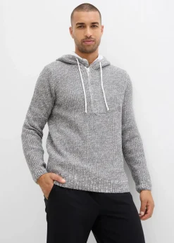 bonprix Pullover & Strickjacken|Große Größen|Pullover mit Kapuze hellgrau meliert
