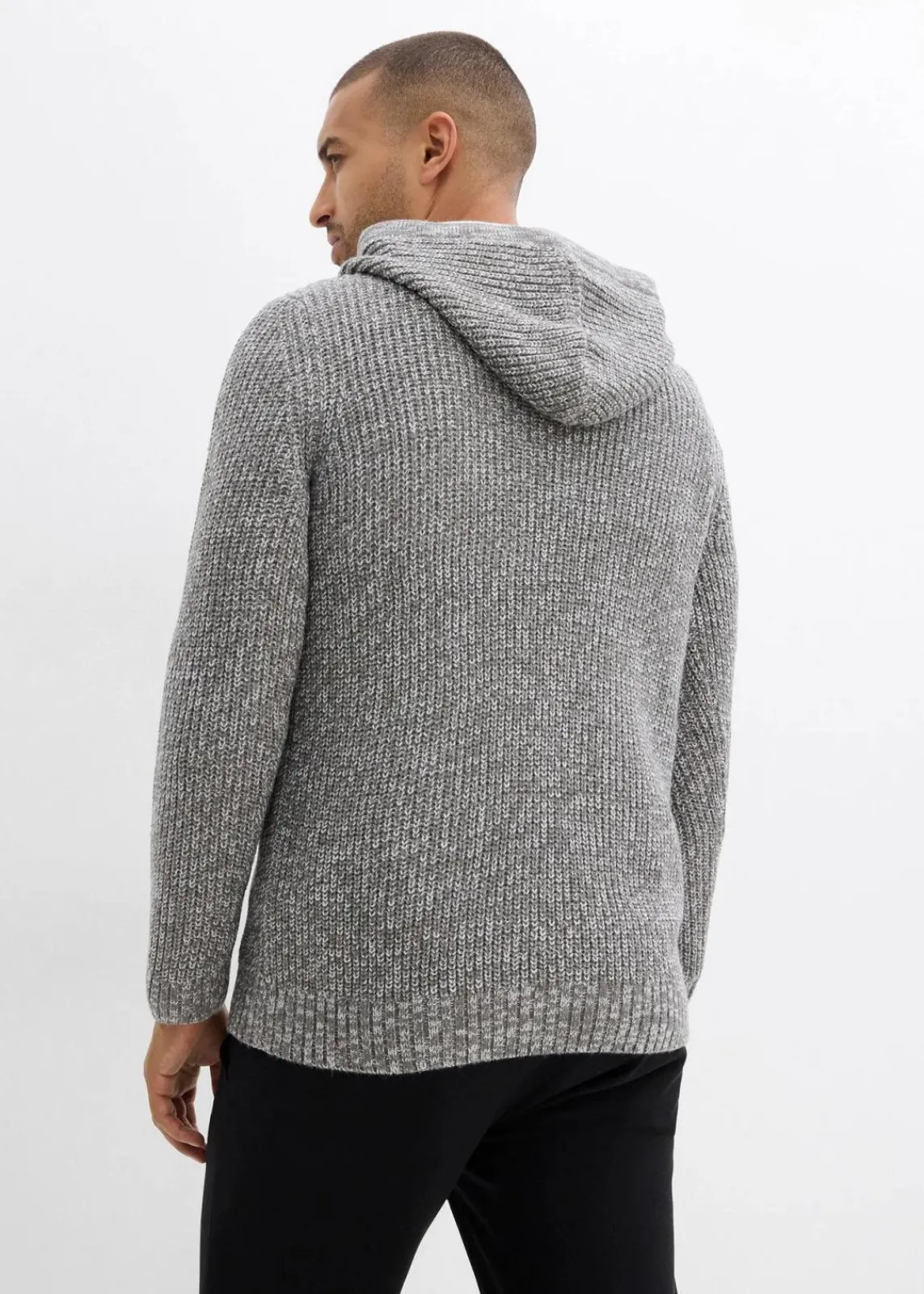 bonprix Pullover & Strickjacken|Große Größen|Pullover mit Kapuze hellgrau meliert