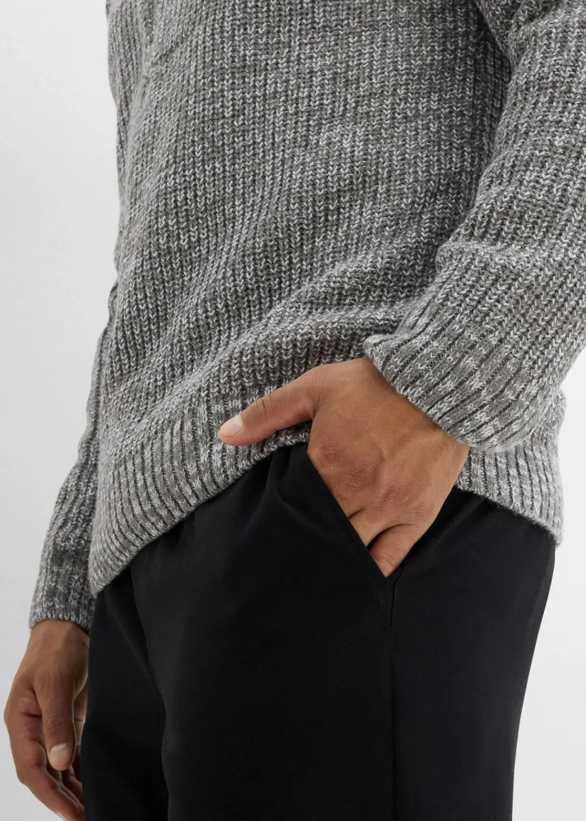 bonprix Pullover & Strickjacken|Große Größen|Pullover mit Kapuze hellgrau meliert