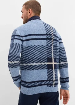bonprix Große Größen|Pullover & Strickjacken|Pullover mit Karomuster beige/blau/dunkelblau kariert