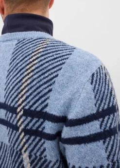bonprix Große Größen|Pullover & Strickjacken|Pullover mit Karomuster beige/blau/dunkelblau kariert