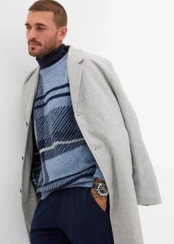 bonprix Große Größen|Pullover & Strickjacken|Pullover mit Karomuster beige/blau/dunkelblau kariert