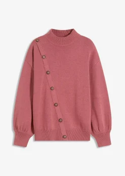 bonprix Strickmode|Pullover & Strickjacken|Pullover mit Knopfleiste softbeere