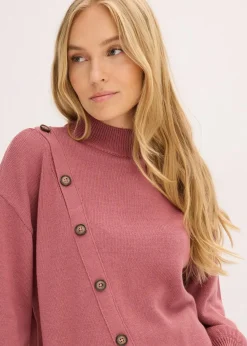 bonprix Strickmode|Pullover & Strickjacken|Pullover mit Knopfleiste softbeere