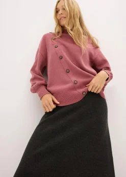 bonprix Strickmode|Pullover & Strickjacken|Pullover mit Knopfleiste softbeere