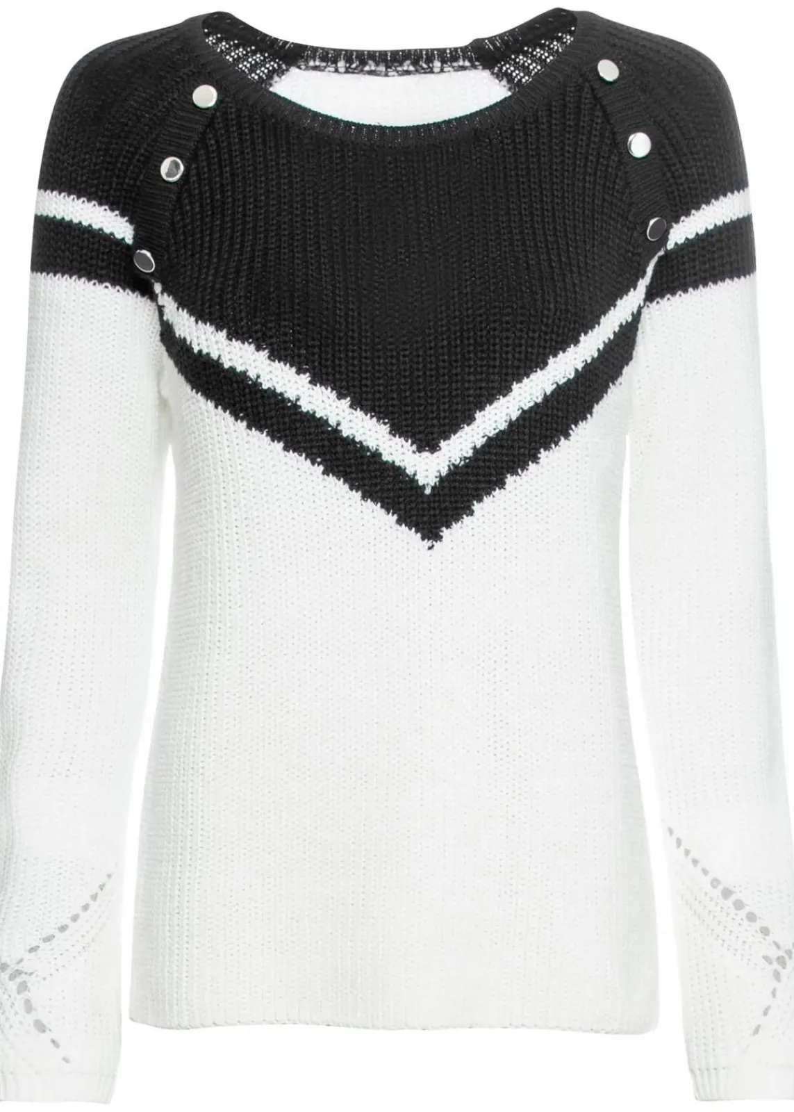 bonprix Bekleidung·Umstandsmode|Strickmode|Pullover mit Knöpfen schwarz/weiß
