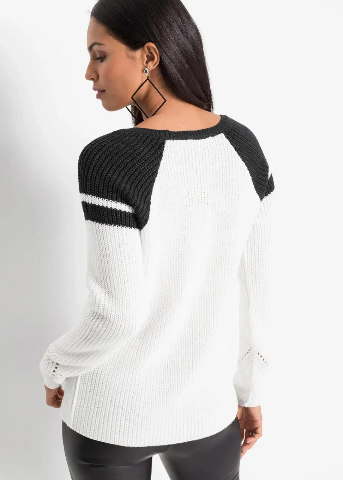 bonprix Bekleidung·Umstandsmode|Strickmode|Pullover mit Knöpfen schwarz/weiß
