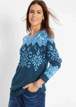 bonprix Bekleidung·Umstandsmode|Pullover & Strickjacken|Pullover mit Norwegermuster dunkelblau Norwegermuster