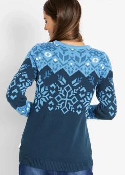 bonprix Bekleidung·Umstandsmode|Pullover & Strickjacken|Pullover mit Norwegermuster dunkelblau Norwegermuster