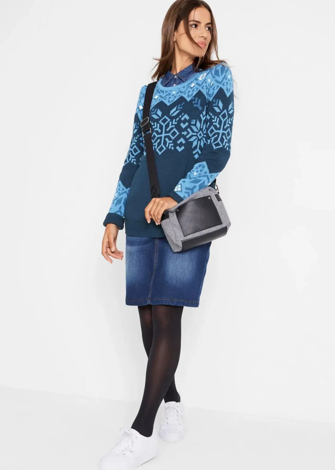 bonprix Bekleidung·Umstandsmode|Pullover & Strickjacken|Pullover mit Norwegermuster dunkelblau Norwegermuster