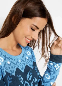 bonprix Bekleidung·Umstandsmode|Pullover & Strickjacken|Pullover mit Norwegermuster dunkelblau Norwegermuster