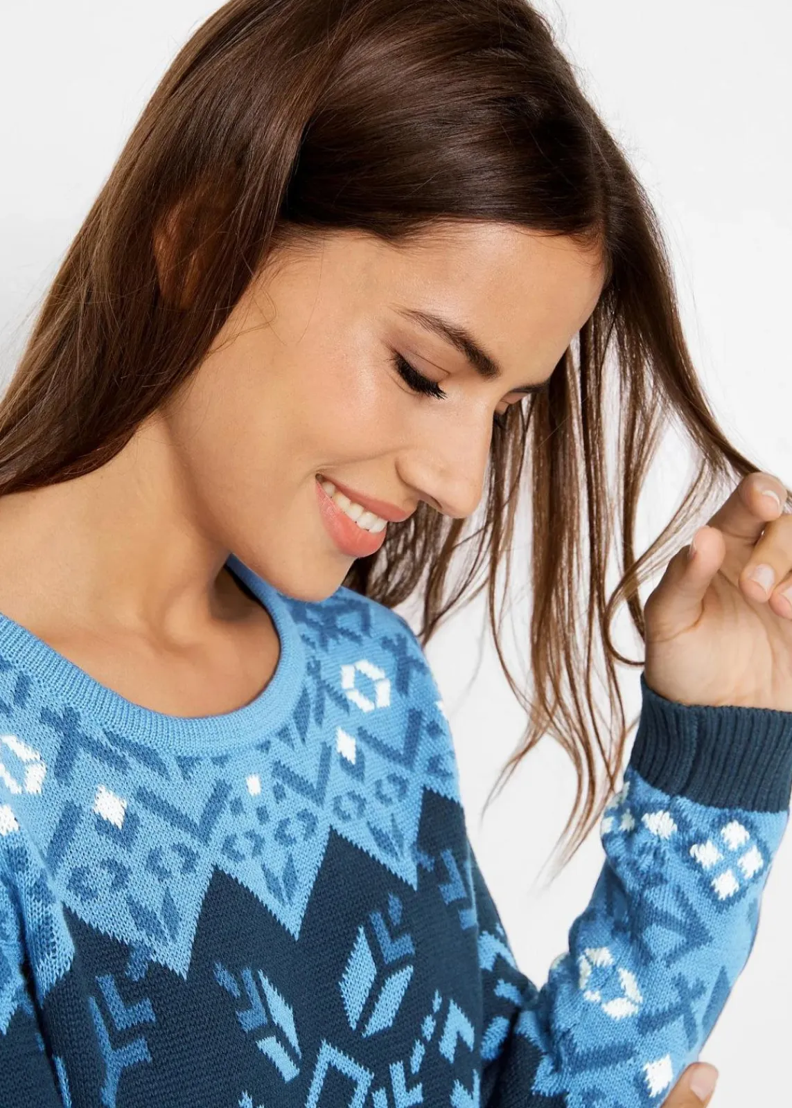 bonprix Bekleidung·Umstandsmode|Pullover & Strickjacken|Pullover mit Norwegermuster dunkelblau Norwegermuster