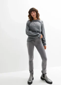 bonprix Bekleidung·Umstandsmode|Strickmode|Pullover mit Pailletten anthrazit meliert
