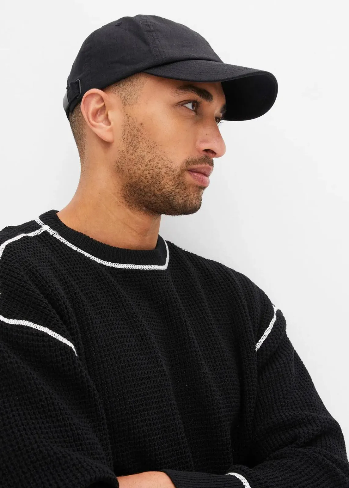 bonprix Große Größen|Pullover & Strickjacken|Pullover mit recycelter Baumwolle, Loose Fit schwarz/weiß