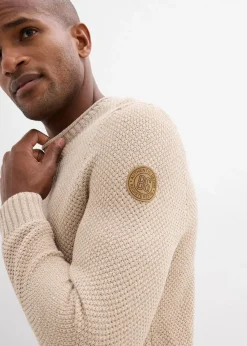 bonprix Große Größen|Pullover & Strickjacken|Pullover mit recycelter Baumwolle beige meliert