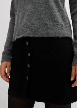 bonprix Pullover & Strickjacken|Strickmode|Pullover mit Schleifen anthrazit meliert