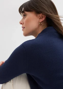 bonprix Bekleidung·Umstandsmode|Strickmode|Pullover mit Stehkragen dunkelblau