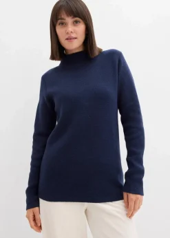 bonprix Bekleidung·Umstandsmode|Strickmode|Pullover mit Stehkragen dunkelblau