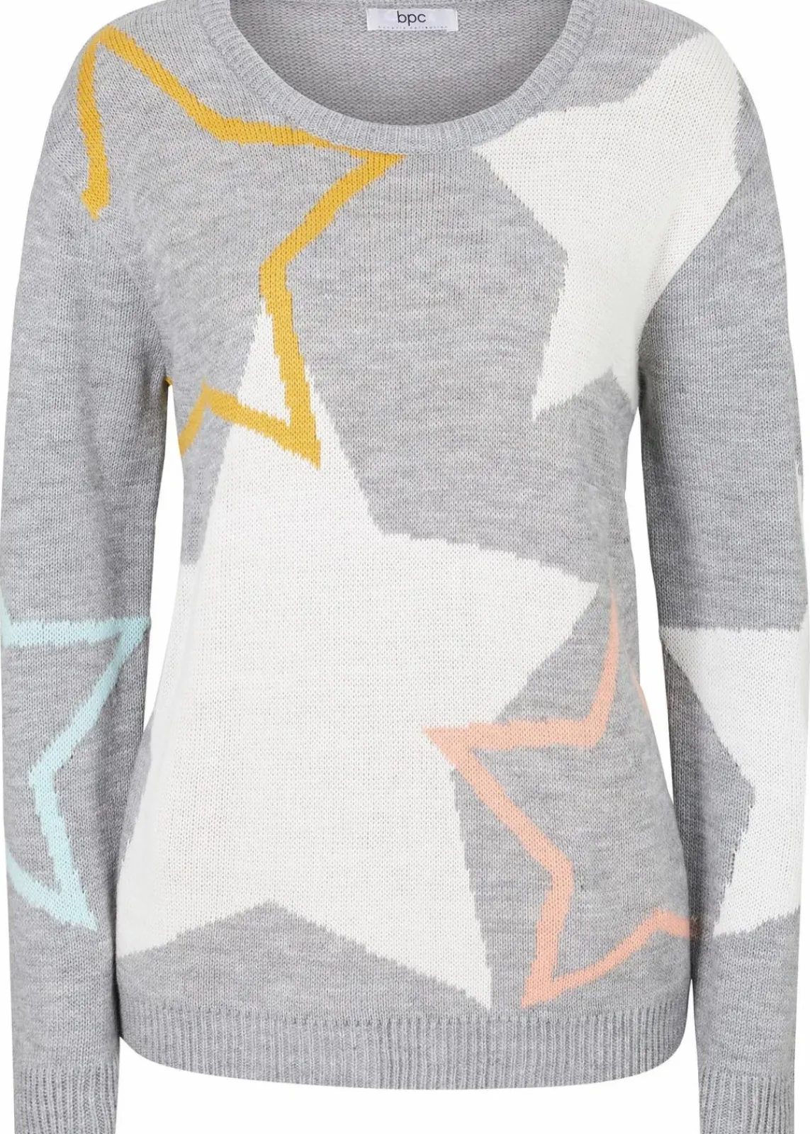 bonprix Bekleidung·Umstandsmode|Bekleidung·Jeans|Pullover mit Sternendruck hellgrau meliert bedruckt