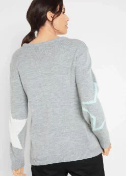 bonprix Bekleidung·Umstandsmode|Bekleidung·Jeans|Pullover mit Sternendruck hellgrau meliert bedruckt
