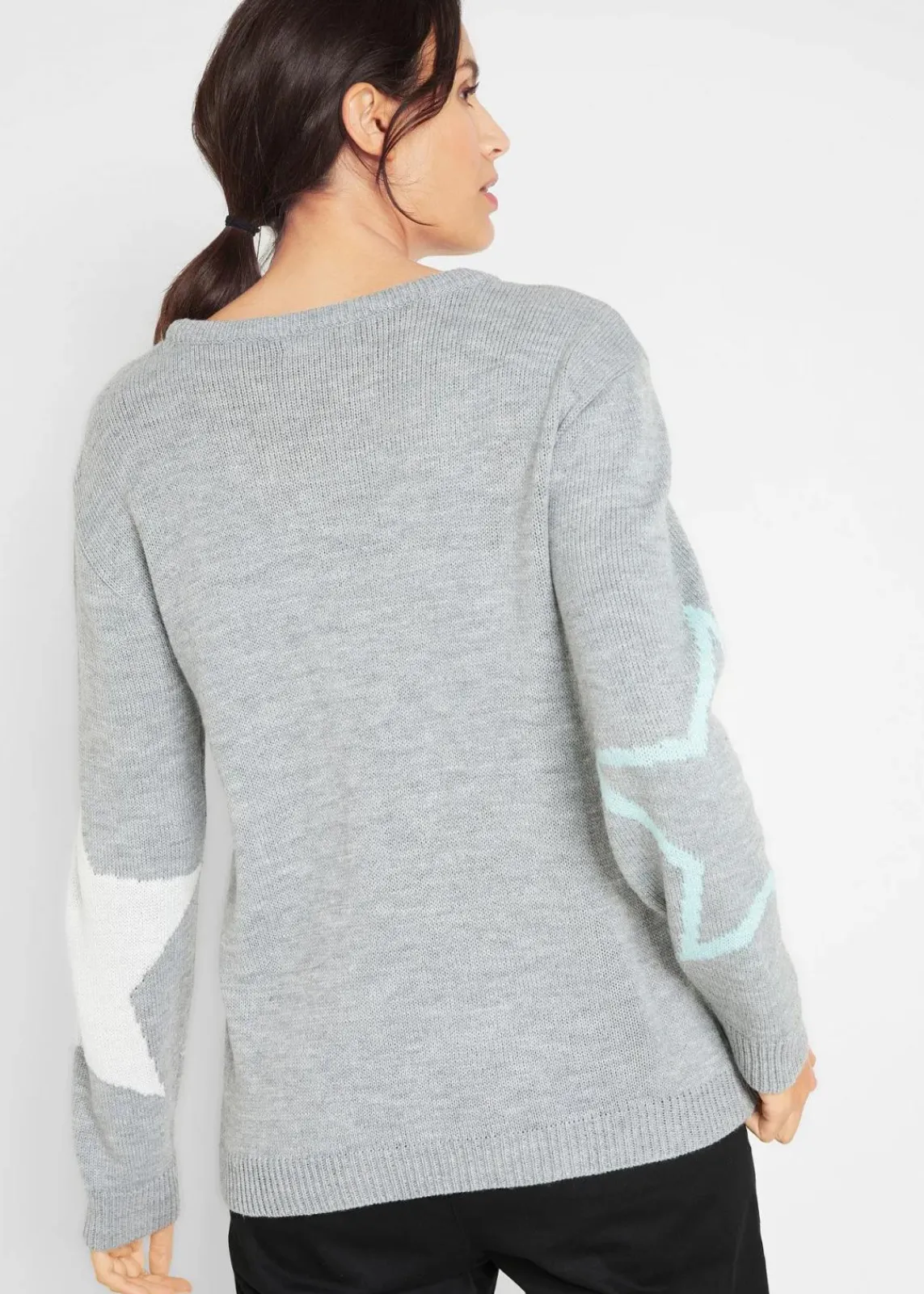 bonprix Bekleidung·Umstandsmode|Bekleidung·Jeans|Pullover mit Sternendruck hellgrau meliert bedruckt