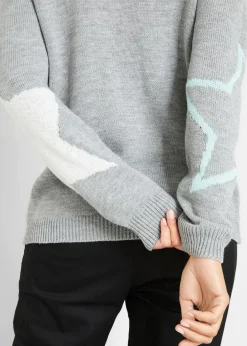 bonprix Bekleidung·Umstandsmode|Bekleidung·Jeans|Pullover mit Sternendruck hellgrau meliert bedruckt
