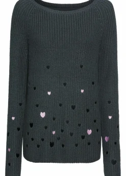 bonprix Bekleidung·Umstandsmode|Bekleidung·Jeans|Pullover mit Stickerei anthrazit bedruckt