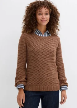 Pullover mit Strukturstrick aus Baumwollmix|bonprix Online