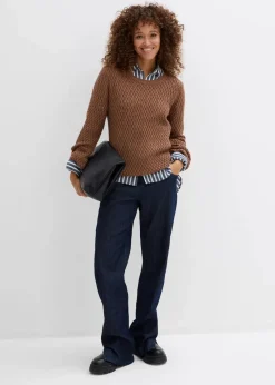 Pullover mit Strukturstrick aus Baumwollmix|bonprix Online