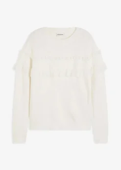 bonprix Bekleidung·Umstandsmode|Bekleidung·Jeans|Pullover mit Volants wollweiß