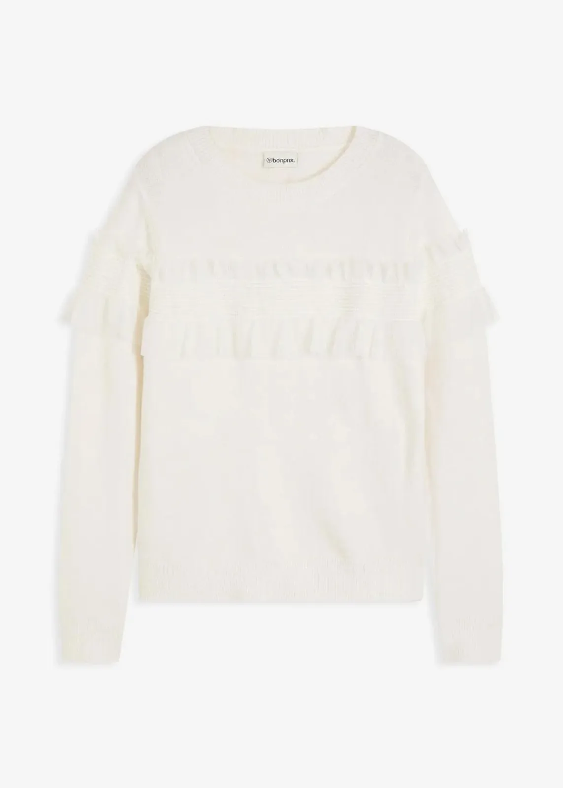 bonprix Bekleidung·Umstandsmode|Bekleidung·Jeans|Pullover mit Volants wollweiß