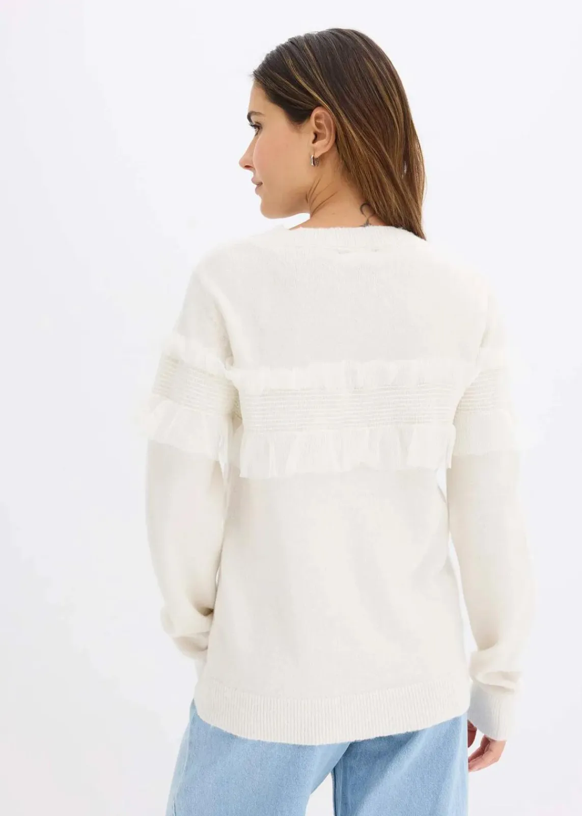 bonprix Bekleidung·Umstandsmode|Bekleidung·Jeans|Pullover mit Volants wollweiß