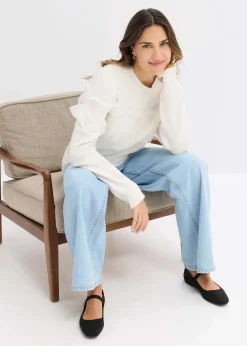 bonprix Bekleidung·Umstandsmode|Bekleidung·Jeans|Pullover mit Volants wollweiß