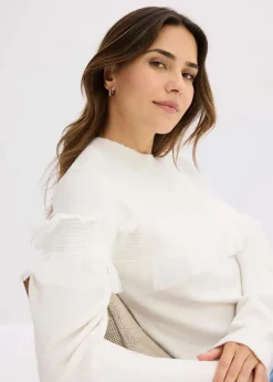 bonprix Bekleidung·Umstandsmode|Bekleidung·Jeans|Pullover mit Volants wollweiß