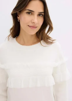 bonprix Bekleidung·Umstandsmode|Bekleidung·Jeans|Pullover mit Volants wollweiß