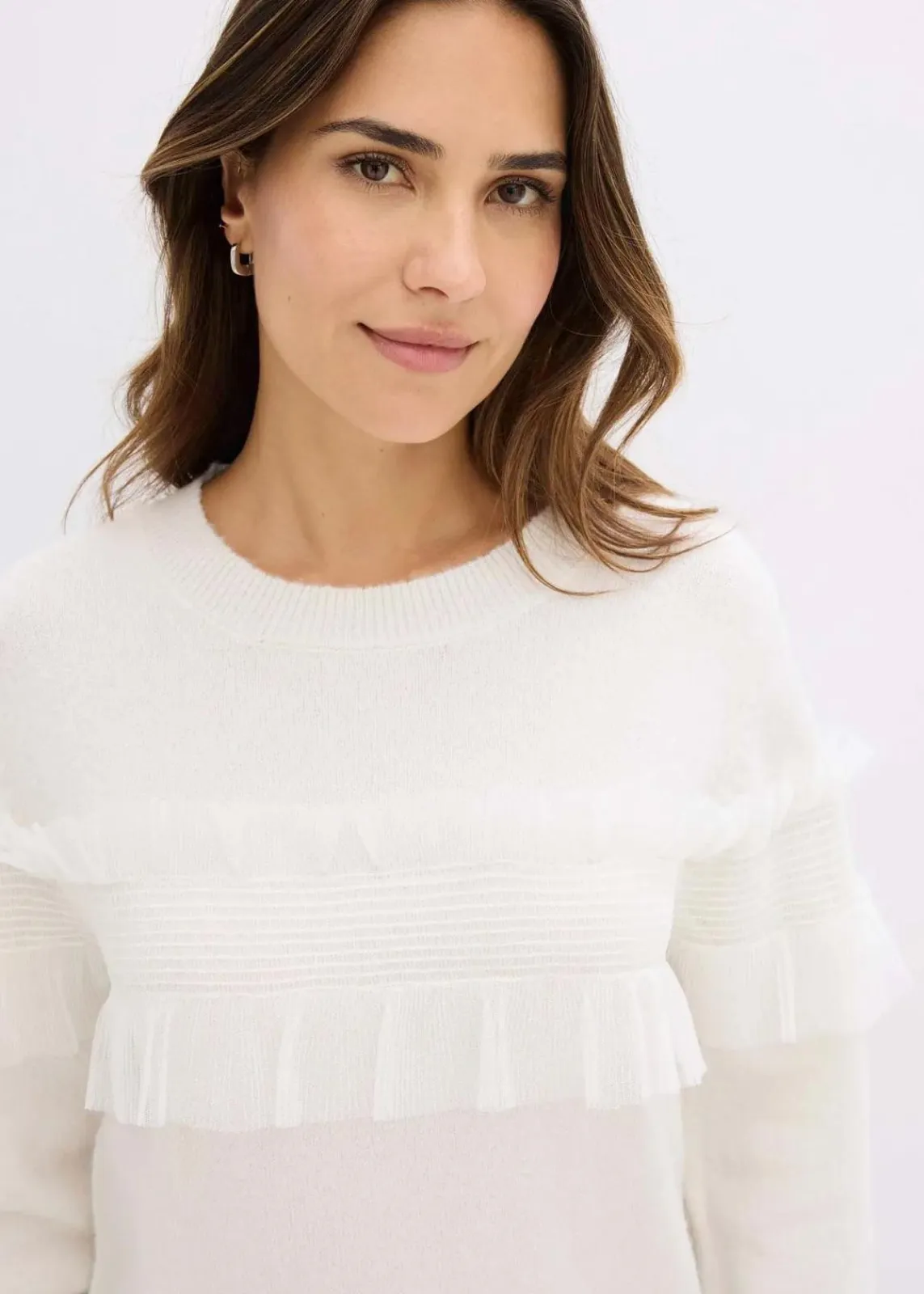 bonprix Bekleidung·Umstandsmode|Bekleidung·Jeans|Pullover mit Volants wollweiß