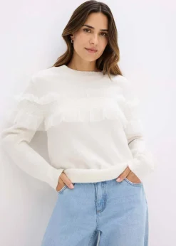 bonprix Bekleidung·Umstandsmode|Bekleidung·Jeans|Pullover mit Volants wollweiß